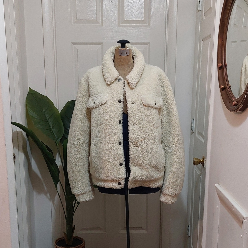 ASOS Cream Teddy Jacket Size Small
